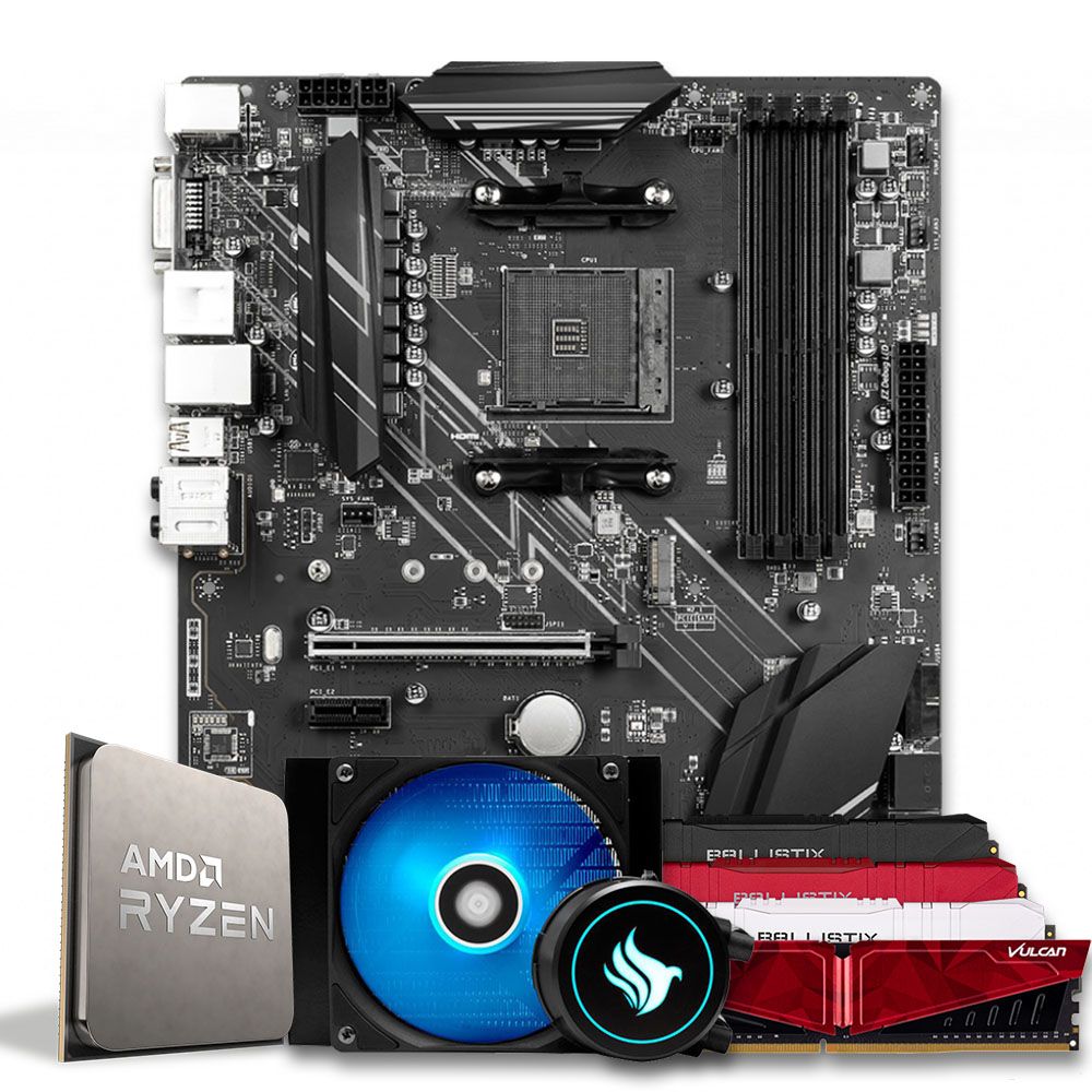 Pichau Kit upgrade, AMD Ryzen 7 5700X, X570, 16GB DDR4, Water Cooler 120mm