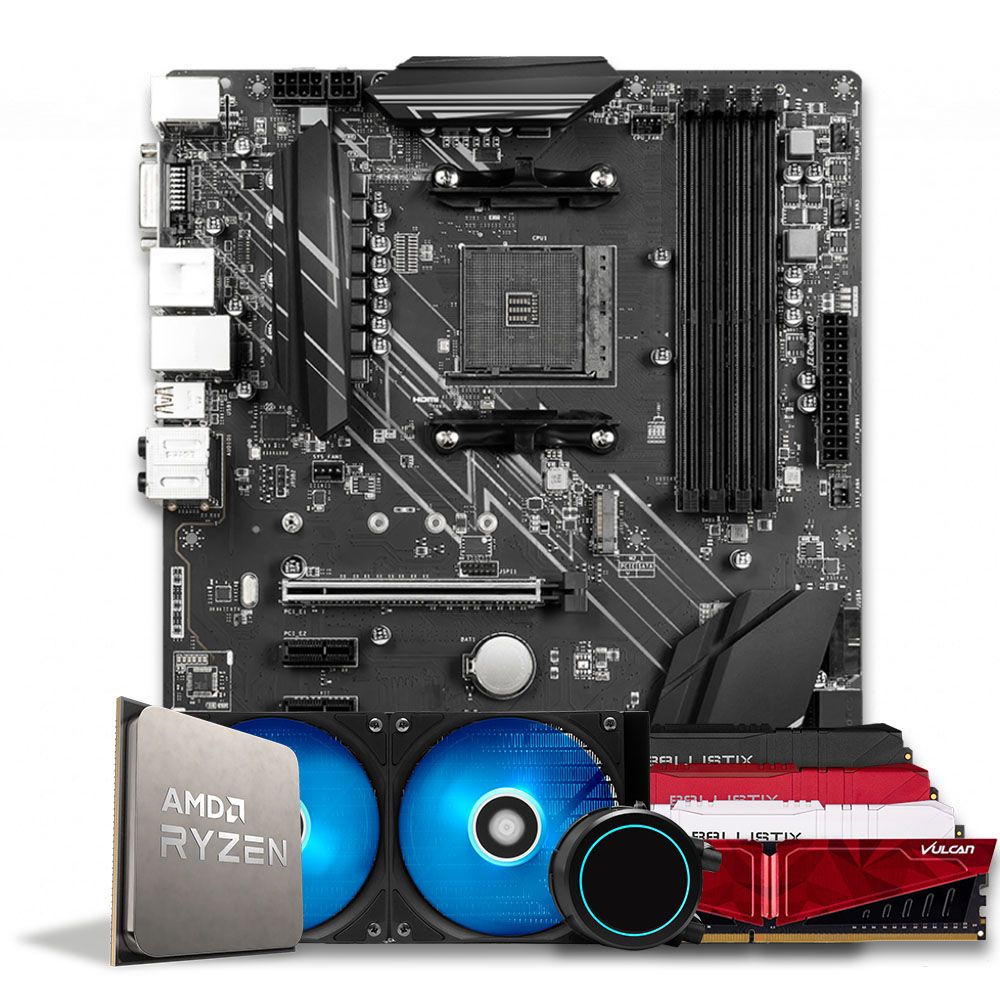 Pichau Kit upgrade, AMD Ryzen 7 5800X, X570, 16GB DDR4, Water Cooler 240mm