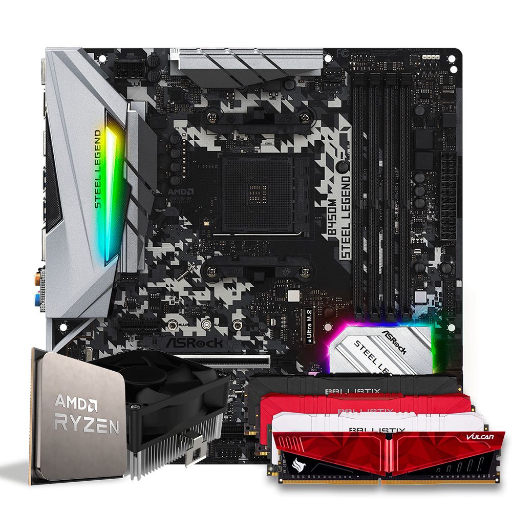 Pichau Kit upgrade, AMD Ryzen 5 4600G, B450M Steel Legend DDR4, 8GB DDR4