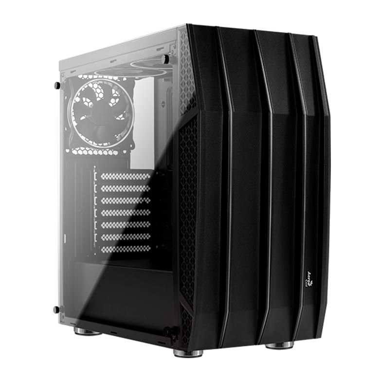 Gabinete AeroCool Klaw RGB Preto Laterais Vidro, KLAW-G-BK-V1