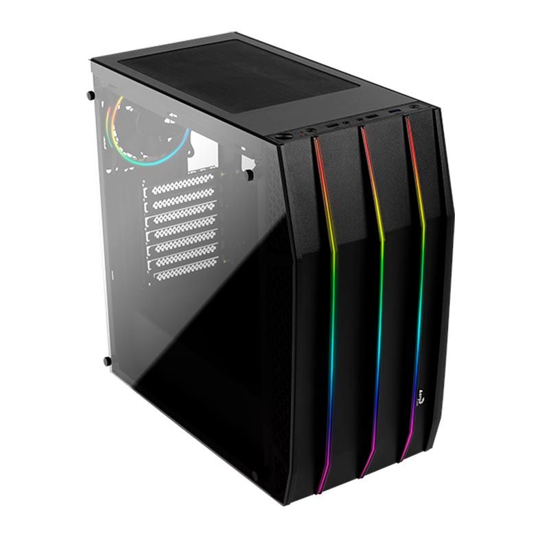 Gabinete AeroCool Klaw RGB Preto Laterais Vidro, KLAW-G-BK-V1