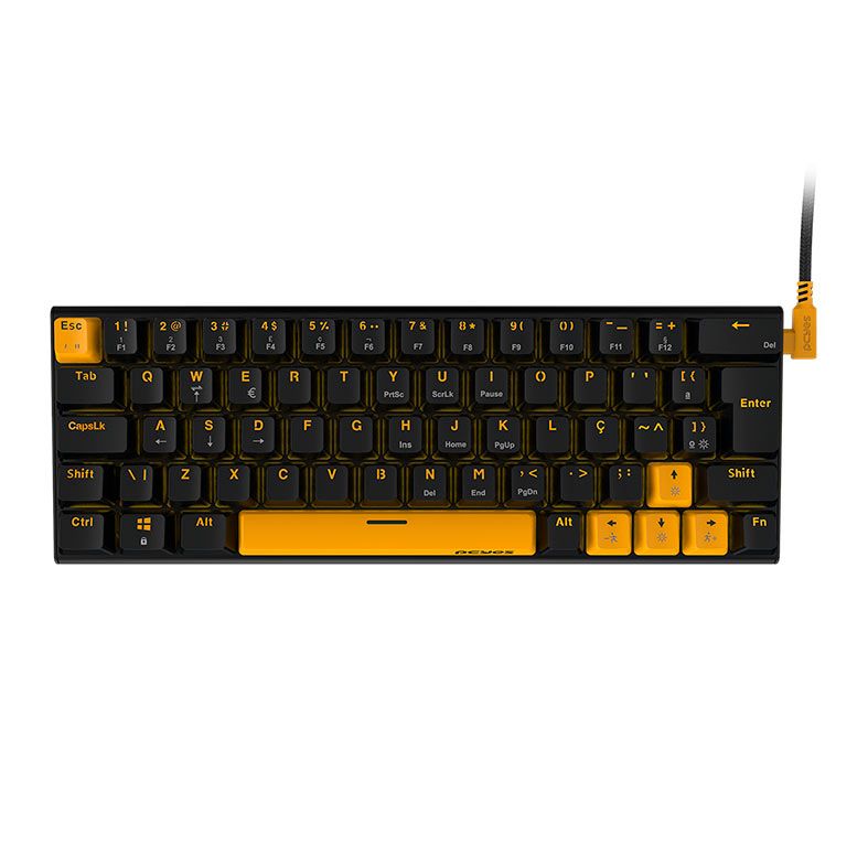 ☆rprr☆ Teclado Mecanico PCYes Kuromori Voyager Edition, Led Amarelo