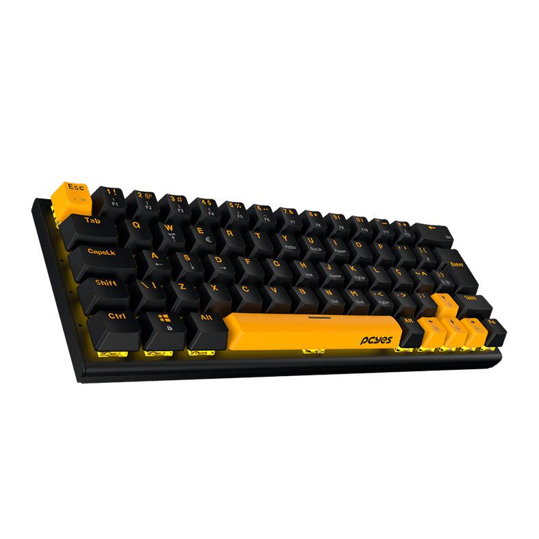 Teclado Mecanico PCYes Kuromori Voyager Edition, Led Amarelo, ABNT2, Switch Vermelho, Preto e Amarelo, KMVY60RD