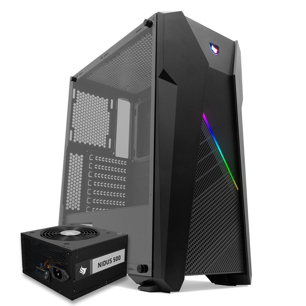 Pichau Kit Upgrade, Gabinete Gamer Pichau Kronen RGB + Fonte Pichau Nidus 500W PG-5001-BR-OEM
