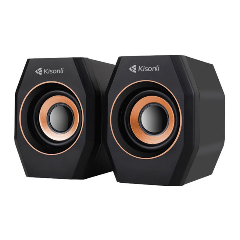 Caixa de Som Kisonli A-101S, 2x3W RMS, USB, Preto e Dourado, KSL-A101S-BG
