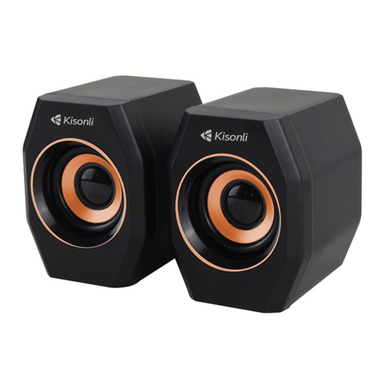 Caixa de Som Kisonli A-101S, 2x3W RMS, USB, Preto e Dourado, KSL-A101S-BG