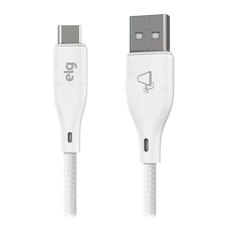 Kit Carregador USB Tipo-C ELG, 1m, Branco, KTC10WC