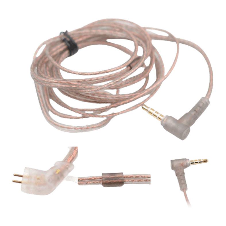 Cabo para Fone de Ouvido KZ, Com Microfone, Marrom, KZ-FLATCABLEM-BR