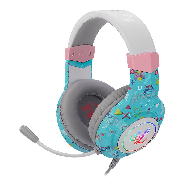 Headset Gamer Redragon Luluca, RGB, Drivers 50mm, Azul e Cinza, L260RGB