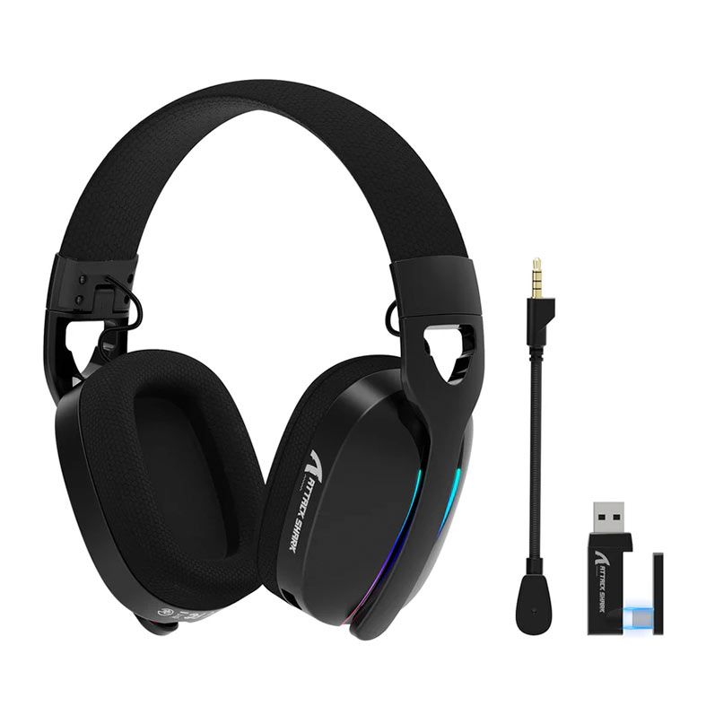 OPENBOX Headset Gamer Attack Shark L90, RGB, Drivers 40mm, Para PC/PS4/PS5/Xbox/Nintendo Switch, Tri-Mode, Preto, L90-BK