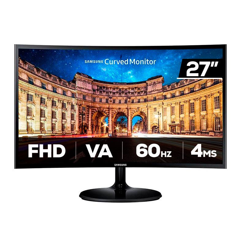 Monitor Samsung CF390, 27, VA, Curvo, FHD, 4ms, 60Hz, FreeSync, VGA/HDMI, LC27F390FHLMZD