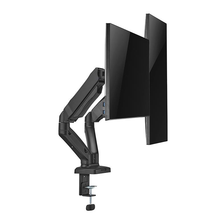 Suporte Articulado Para 2 Monitores Brateck LDT13 C024E, 17 Pol. a 32 Pol., Preto, LDT13-C024E