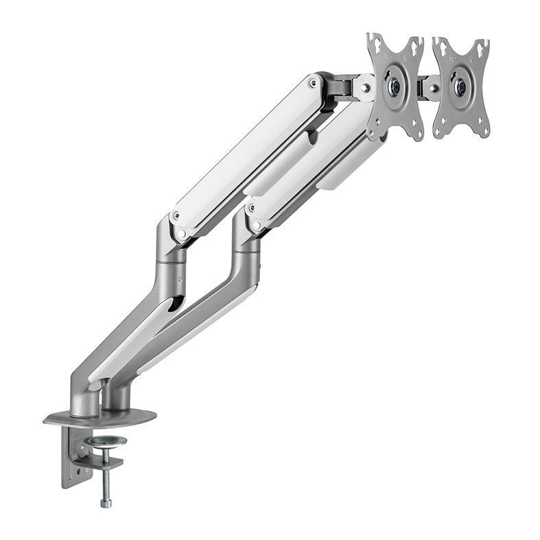 Suporte Articulado Para 2 Monitores Brateck LDT63 C024, 17 Pol. a 32 Pol., Prata, LDT63-C024