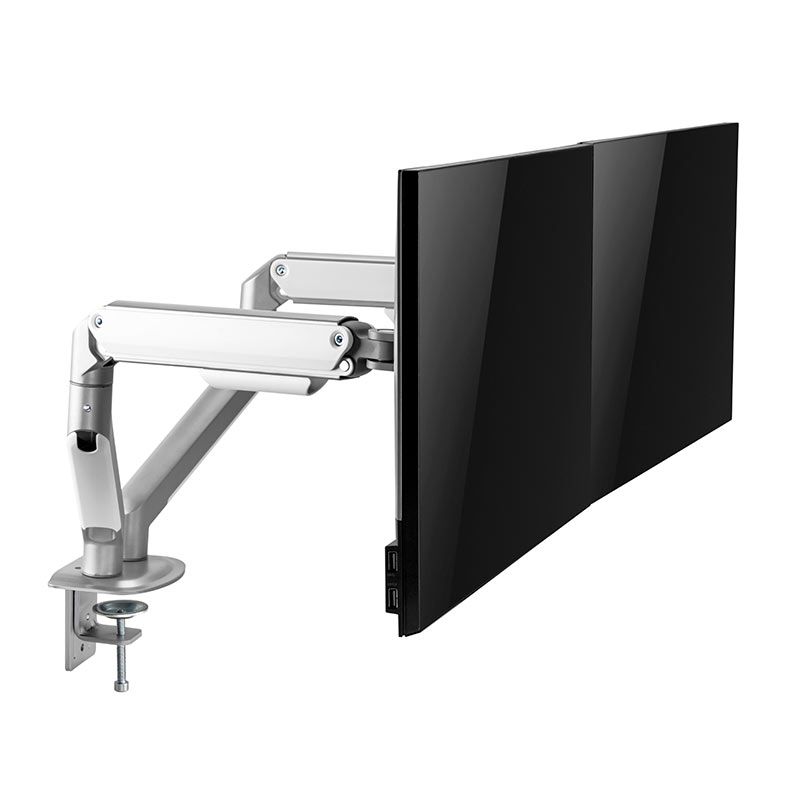Suporte Articulado Para 2 Monitores Brateck LDT63 C024, 17 Pol. a 32 Pol., Prata, LDT63-C024