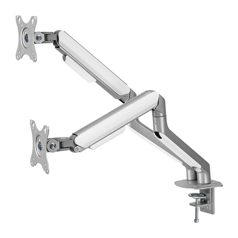 Suporte Articulado Para 2 Monitores Brateck LDT63 C024, 17 Pol. a 32 Pol., Prata, LDT63-C024