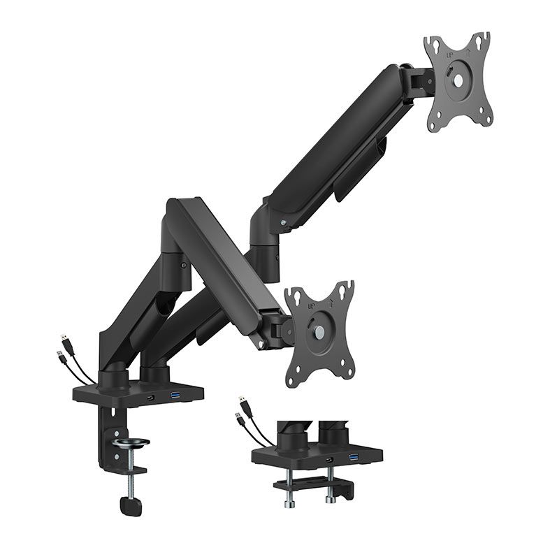 Suporte Articulado Para 2 Monitores Brateck LDT97-C024UCE, 17 Pol a 32 Pol, Preto, LDT97-C024UCE
