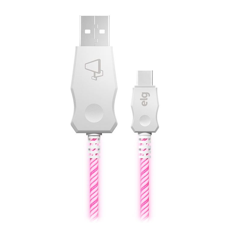 Cabo USb Tipo-C ELG, 1m, Led Pink, LEDC10PK