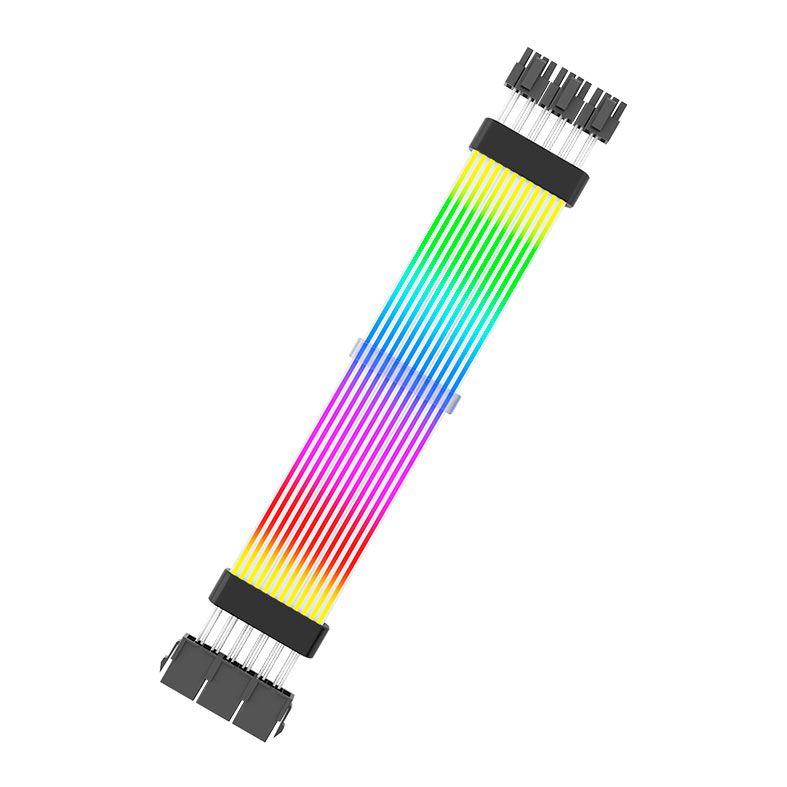Cabo Extensor Sleeved Aigo Darkflash Lightglow LG03, ARGB, 6+2 X3, 345mm, Preto, LG03-BK