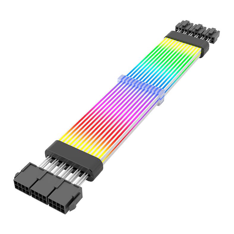 Cabo Extensor Sleeved Aigo Darkflash Lightglow LG03, ARGB, 6+2 X3, 345mm, Preto, LG03-BK