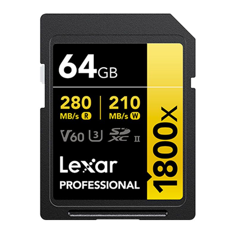 Cartao de Memoria Lexar Professional 1800x Gold Series, 64GB, SDXC UHS-II, LSD1800064G-BNNNU