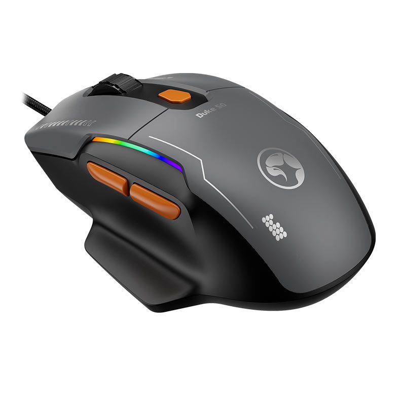 Mouse Gamer Marvo Duke 50, RGB, 12800DPI, 6 Botoes, Cinza e Laranja, M368