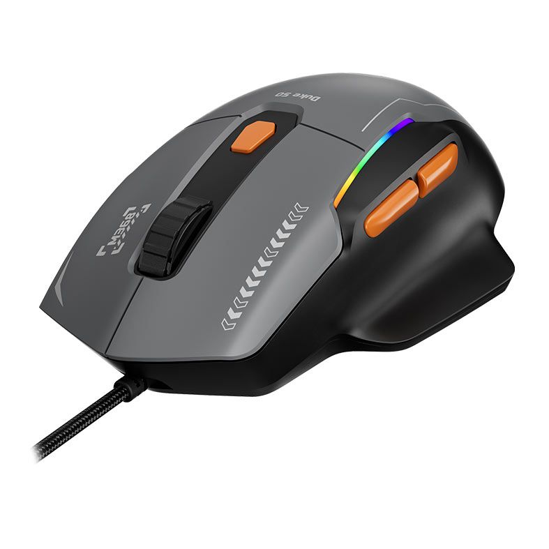 Mouse Gamer Marvo Duke 50, RGB, 12800DPI, 6 Botoes, Cinza e Laranja, M368