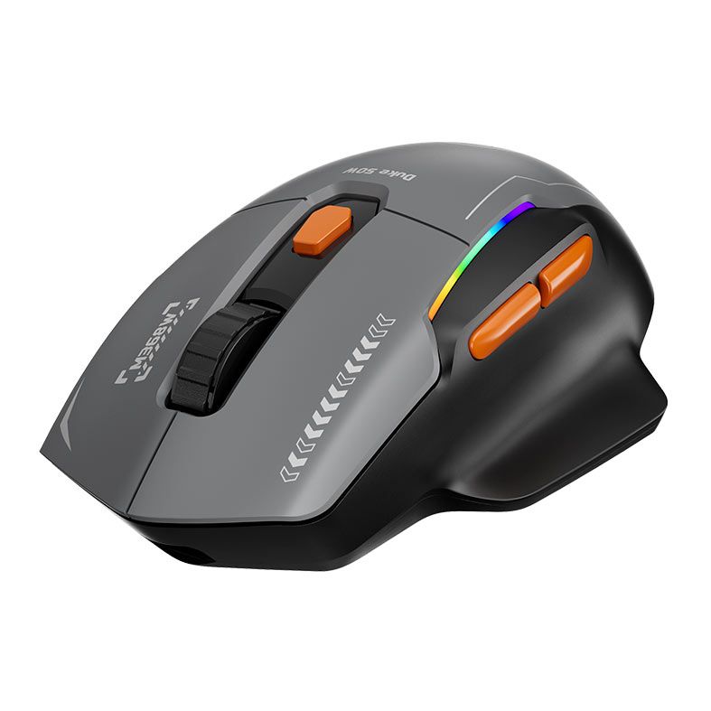 Mouse Gamer Marvo Duke 50W, RGB, 12800DPI, 6 Botoes, Tri-mode, Cinza e Laranja, M368W