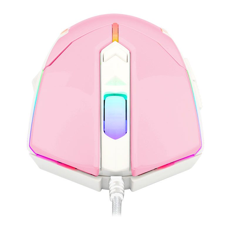 Mouse Gamer Redragon Centrophorus 2, RGB, 7200DPI, 6 Botoes, Rosa e Branco, M601PW-RGB
