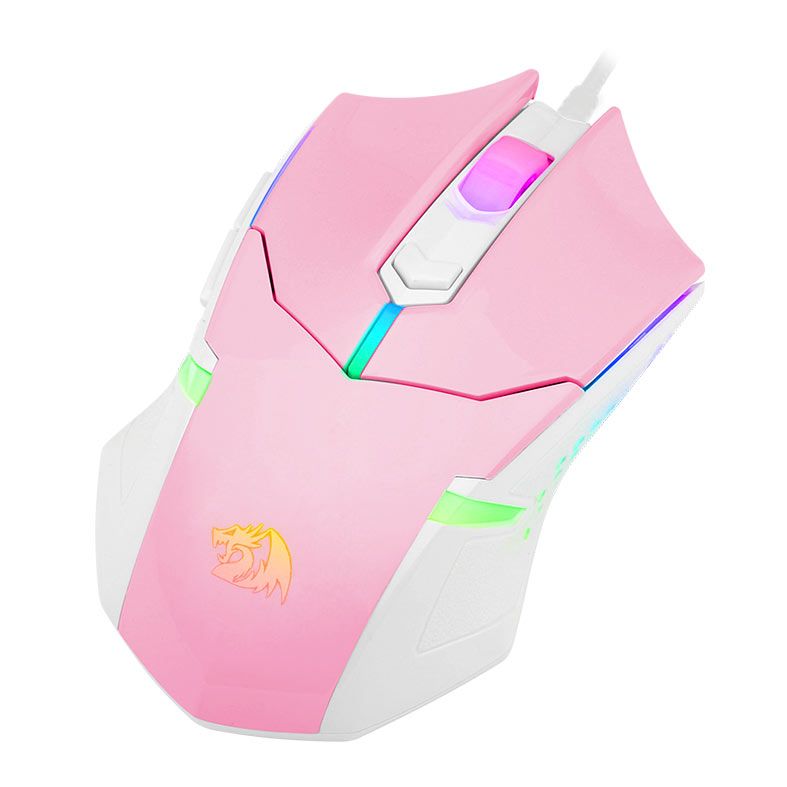 Mouse Gamer Redragon Centrophorus 2, RGB, 7200DPI, 6 Botoes, Rosa e Branco, M601PW-RGB
