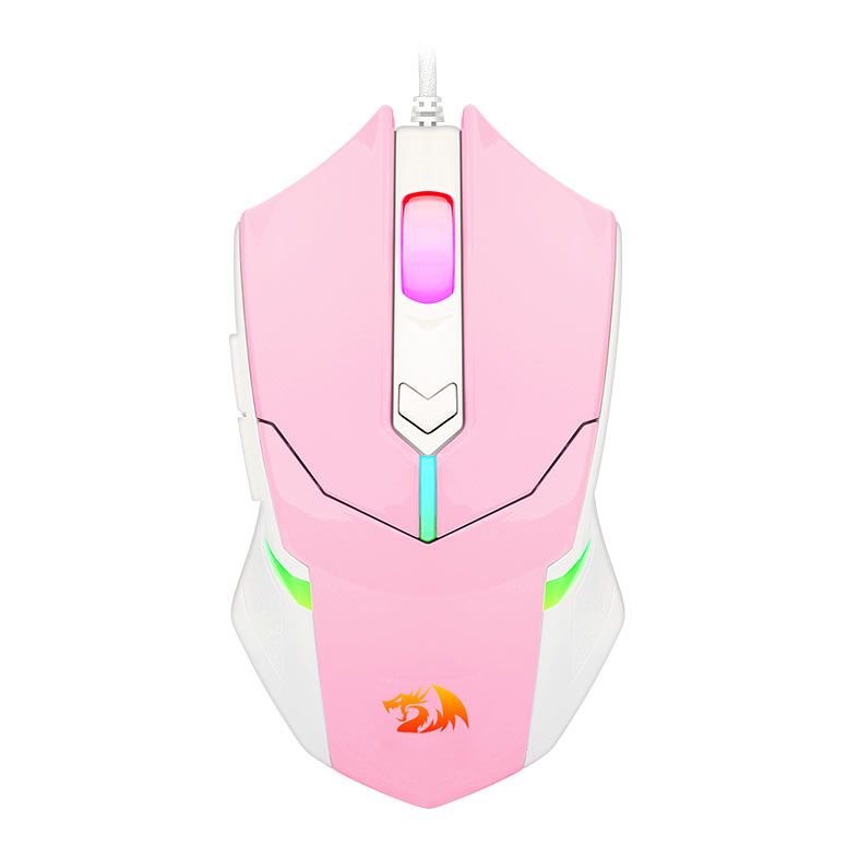 Mouse Gamer Redragon Centrophorus 2, RGB, 7200DPI, 6 Botoes, Rosa e Branco, M601PW-RGB