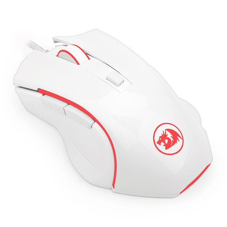 Mouse Gamer Redragon Nothosaur, Led Vermelho, 3200DPI, 6 Botoes, Lunar White, M606W