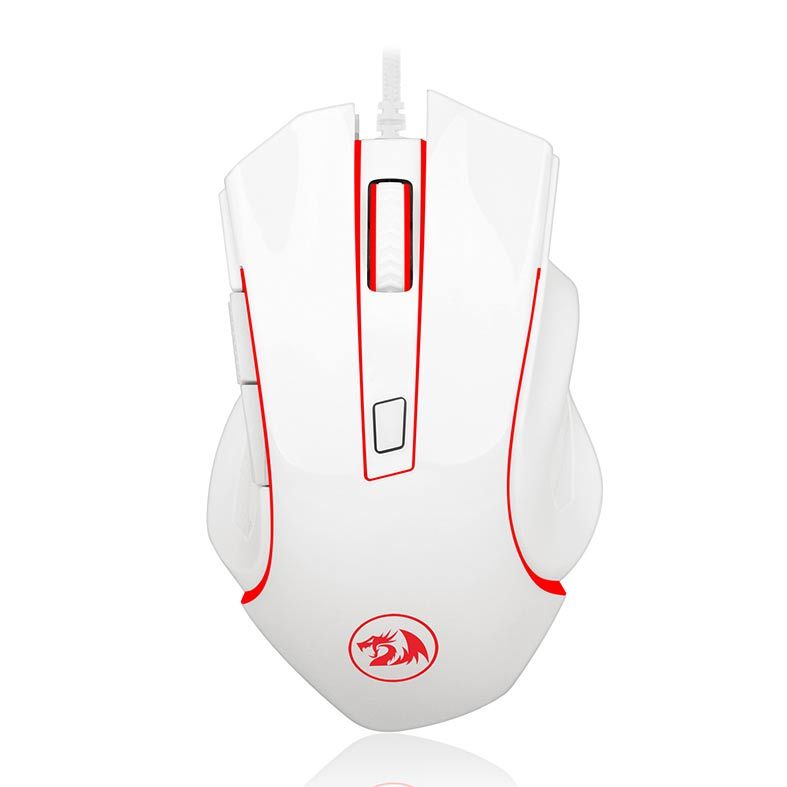 Mouse Gamer Redragon Nothosaur, Led Vermelho, 3200DPI, 6 Botoes, Lunar White, M606W