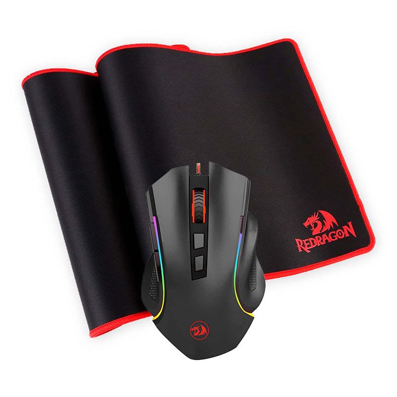 Kit Mouse e Mousepad Redragon, Mouse Griffin 7200DPI + Mousepad Suzaku Extended, M607-BA