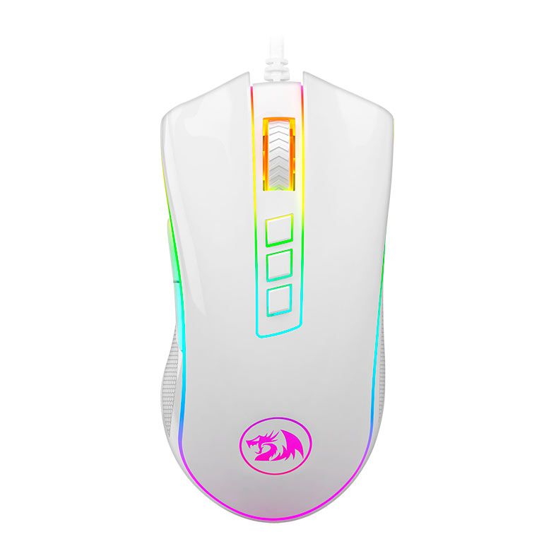 Mouse Gamer Redragon King Cobra Lunar White, RGB, 24000DPI, 8 Botoes, M711W-FPS