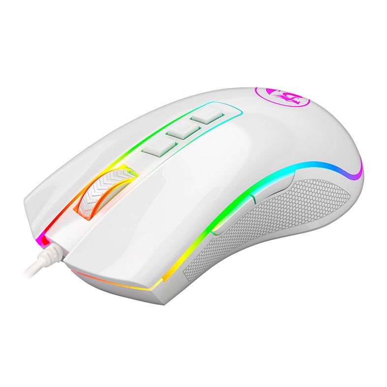 Mouse Gamer Redragon King Cobra Lunar White, RGB, 24000DPI, 8 Botoes, M711W-FPS