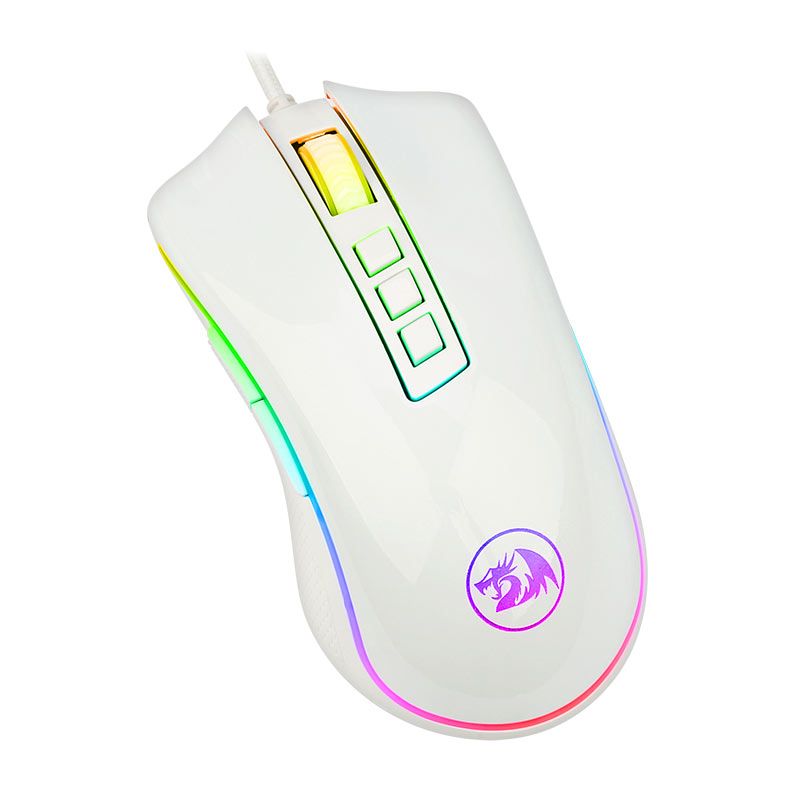 Mouse Gamer Redragon King Cobra Lunar White, RGB, 24000DPI, 8 Botoes, M711W-FPS