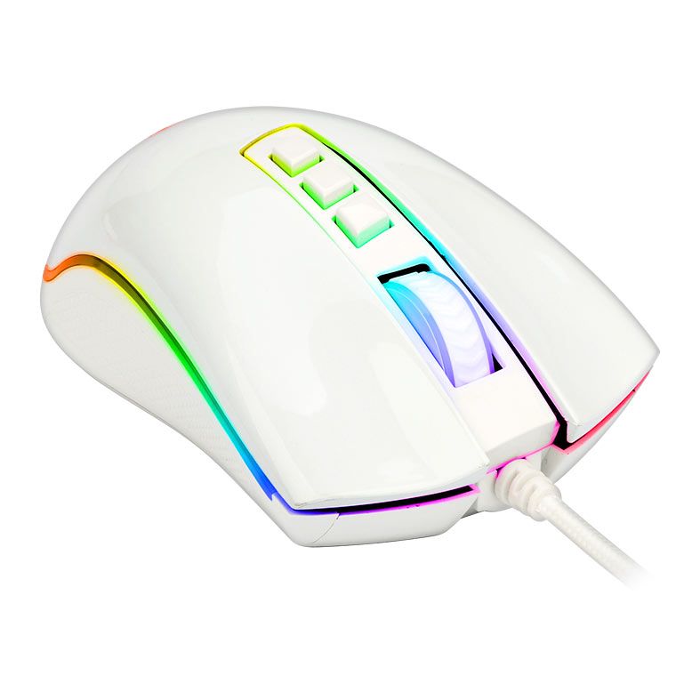 Mouse Gamer Redragon King Cobra Lunar White, RGB, 24000DPI, 8 Botoes, M711W-FPS