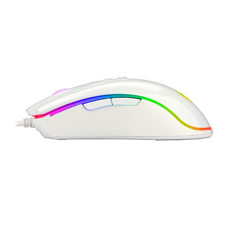 Mouse Gamer Redragon King Cobra Lunar White, RGB, 24000DPI, 8 Botoes, M711W-FPS