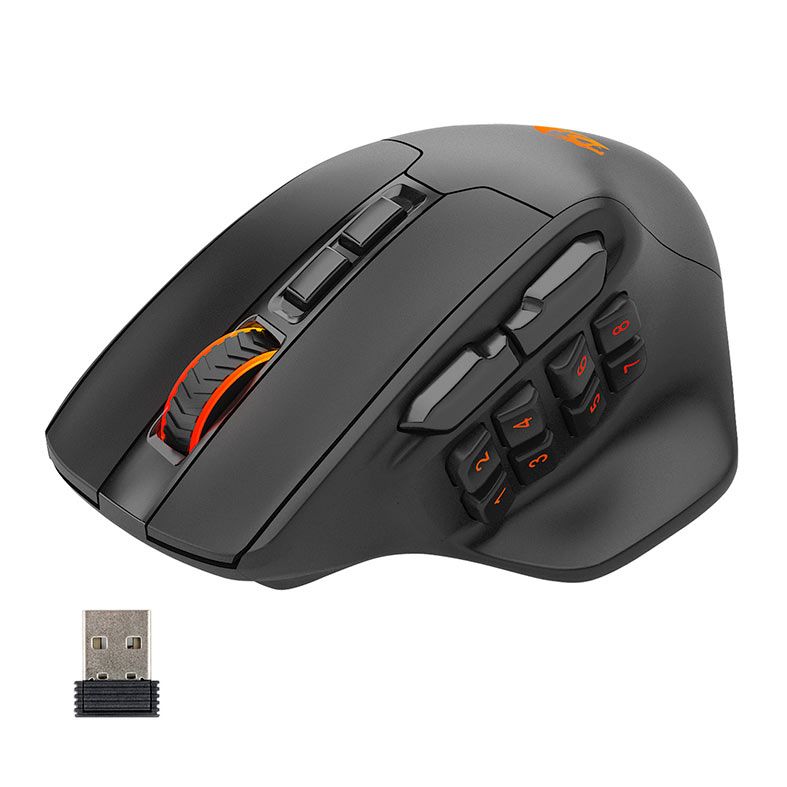 Mouse Gamer Redragon Aatrox Pro, RGB, 26000DPI, 15 Botoes, Wireless, Preto, M811RGB-PRO