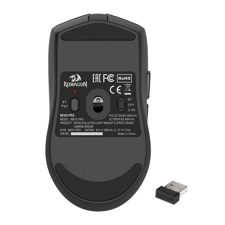Mouse Gamer Redragon Neva Pro, RGB, 26000DPI, 6 Botoes, Wireless, Preto, M815-PRO