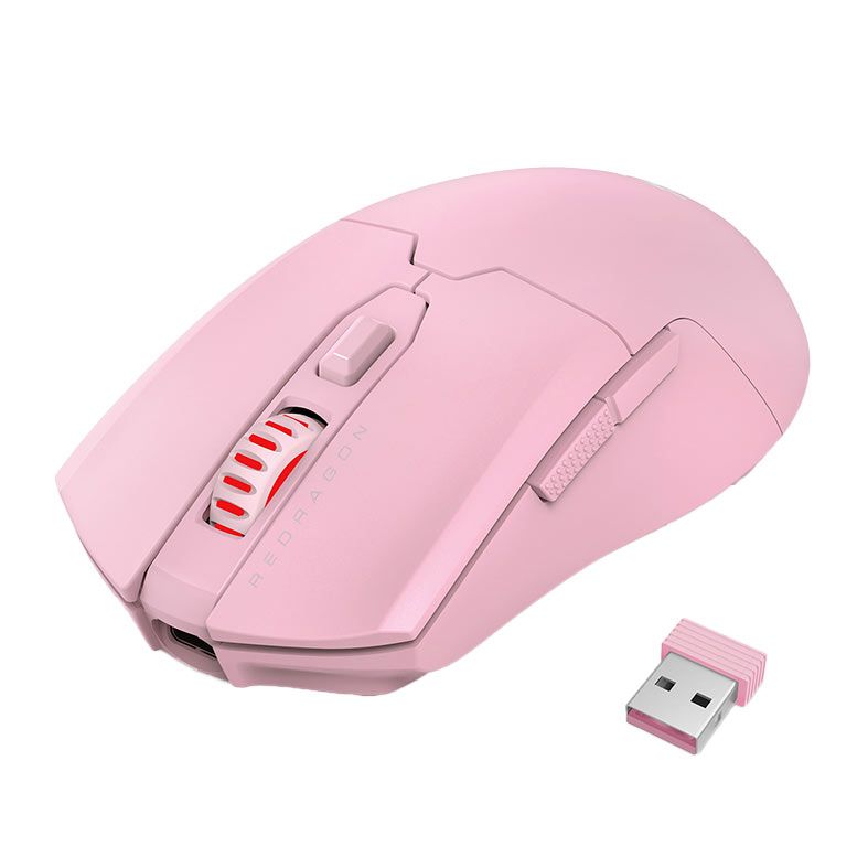Mouse Gamer Redragon Fyzu Pro, 26000DPI, 6 Botoes, Wireless, Rosa, M995P-PRO
