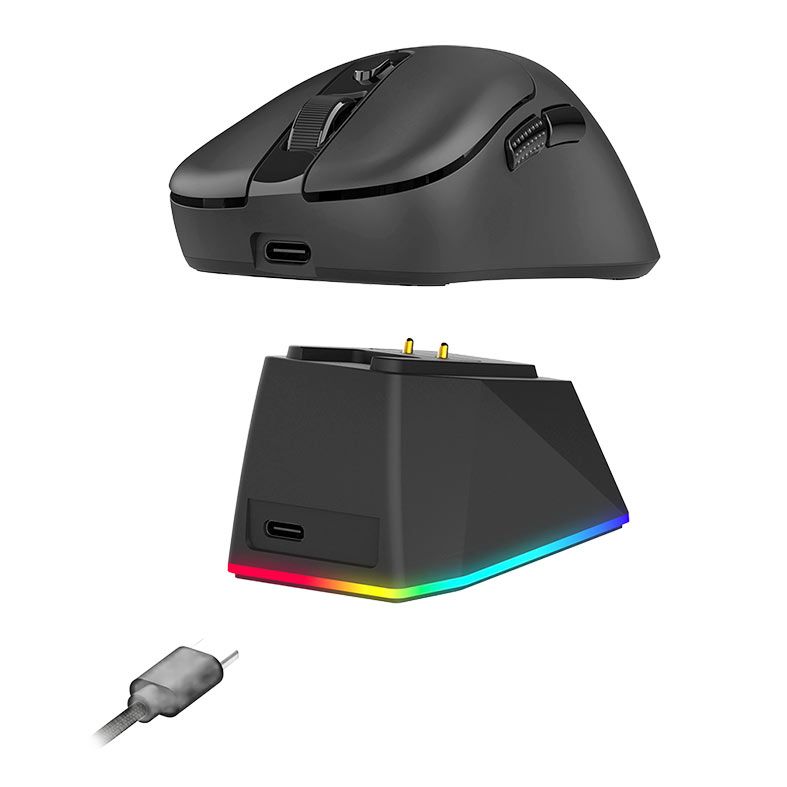Mouse Redragon Ebony Ultra, RGB, 30000 DPI, 6 Botoes, Com Base de Carregamento, Tri-Mode, Preto, M998-ULT