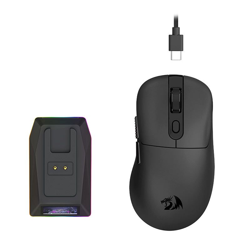 Mouse Redragon Ebony Ultra, RGB, 30000 DPI, 6 Botoes, Com Base de Carregamento, Tri-Mode, Preto, M998-ULT