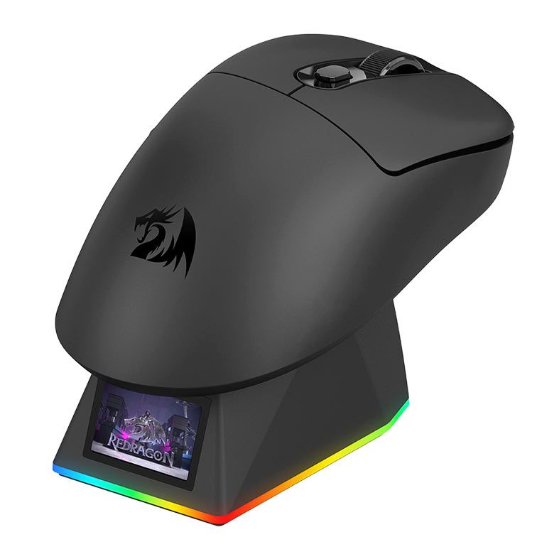 Mouse Redragon Ebony Ultra, RGB, 30000 DPI, 6 Botoes, Com Base de Carregamento, Tri-Mode, Preto, M998-ULT