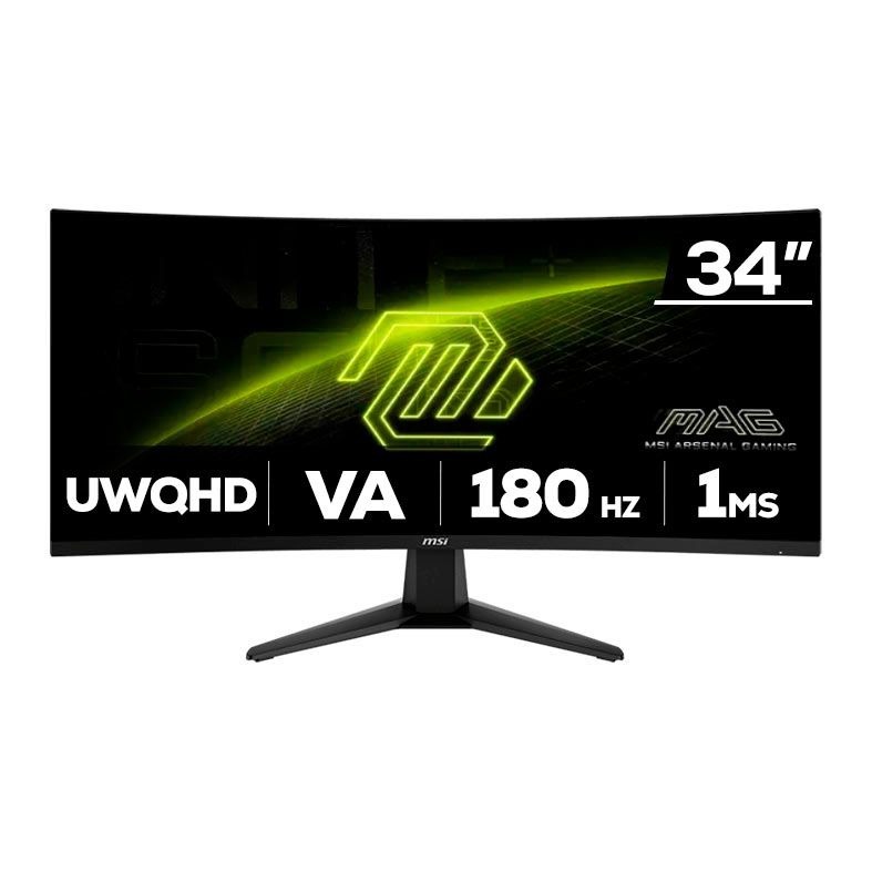 Monitor Gamer MSI MAG 346CQ, 34 Pol, Curvo, VA, UWQHD, 1ms, 180Hz, Adaptive-Sync, HDMI/DP, MAG-346CQ