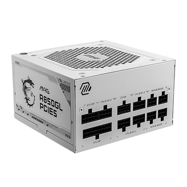 Fonte MSI MAG A850GL, 850W, Full-Modular, 80 Plus Gold, Branco, MAG-A850GL-PCIE5-WH