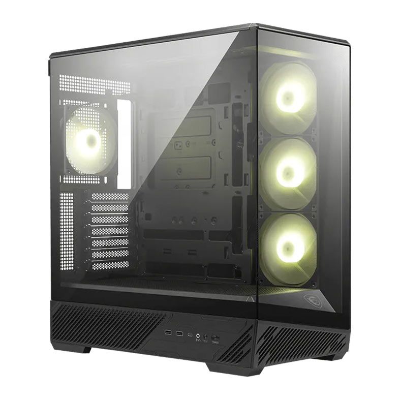 Gabinete Gamer MSI MAG Pano 130R PZ, ARGB, Mid-Tower, Lateral de Vidro, Com 4 Fans, Preto, MAG-PANO-130R-PZ-BLACK