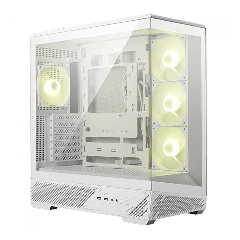 Gabinete Gamer MSI MAG Pano 130R PZ, ARGB, Mid-Tower, Lateral de Vidro, Com 4 Fans, Branco, MAG-PANO-130R-PZ-WHITE