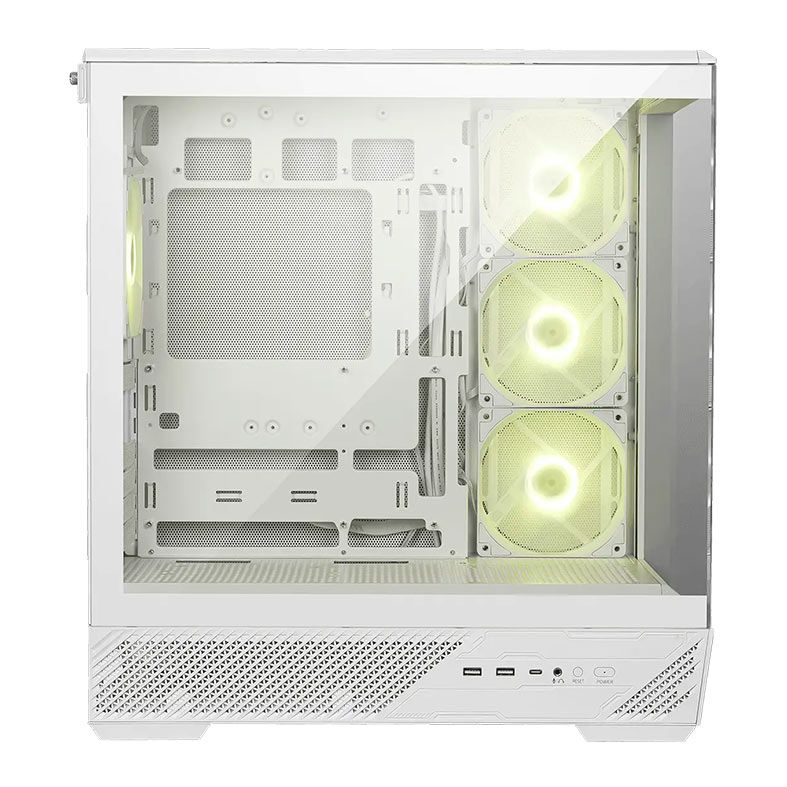Gabinete Gamer MSI MAG Pano 130R PZ, ARGB, Mid-Tower, Lateral de Vidro, Com 4 Fans, Branco, MAG-PANO-130R-PZ-WHITE
