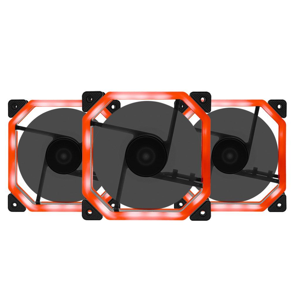 Kit Ventoinha Mancer 3X120mm Ventus Led Vermelho, KIT-03-VENTUS-VERMELHO